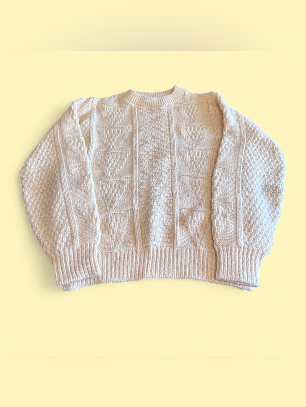 Vintage Alps Cream Textured Knit Sweater Women’s L Acrylic Chunky Knit